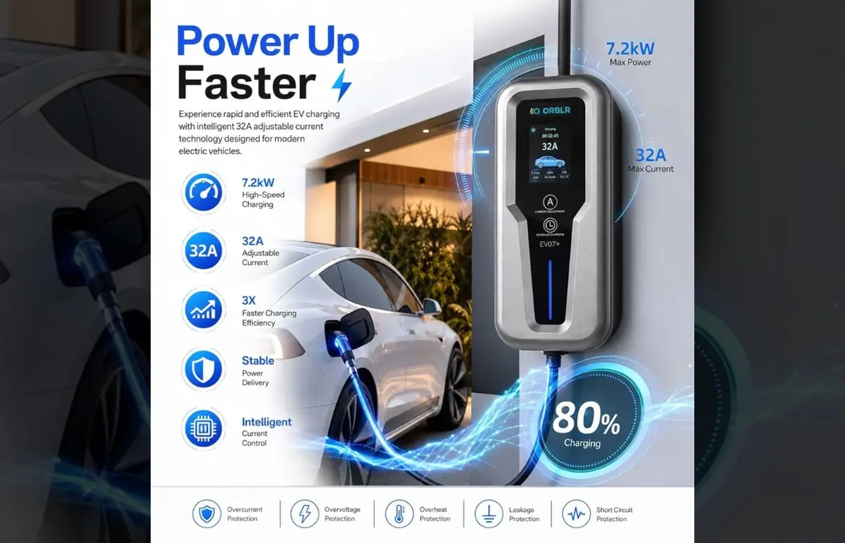 Portable 7.2kW EV Charger for Home
